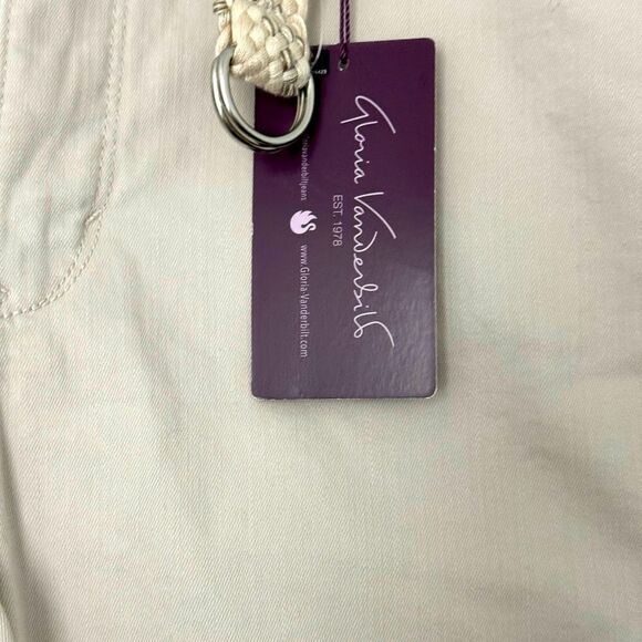 Beige Cropped Pants with Braided Belt - Picture 4 of 7